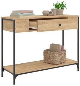 sonoma tölgy színű szerelt fa dohányzóasztal 100 x 34,5 x 75 cm
