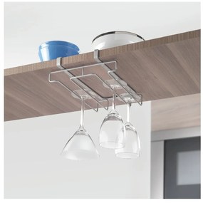 Glass polcra akasztható pohártartó 8 pohárhoz, hosszúság 20 cm - Metaltex
