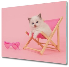 Üveg vágódeszka Cat egy nyugágyon 60x52 cm