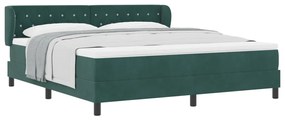 Boxspring Ágy Matraccal Sötétzöld 180x200 cm Bársony