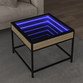Sonoma tölgy végtelen hatású LED-es dohányzóasztal 50x50x41 cm