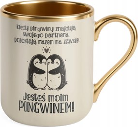 Prémium Bögre Arany Ekrü Te vagy az Én Pingvinem Valentin nap Ajándék