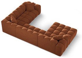 Terrakotta színű zsenília sarokkanapé (jobb oldali-U alakú) Treno – Cosmopolitan Design