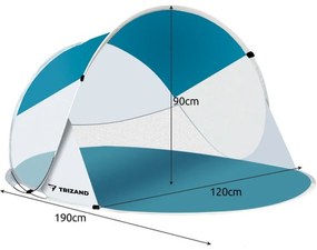 Tengerparti sátor SUNSHADE 120x190 cm, kék-fehér