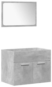 4 részes betonszürke szerelt fa fürdőszobai bútorszett