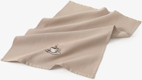 Goldea hímzett waffle konyharuha - kávé barna alapon 50 x 70 cm