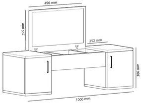 Fésülködőasztal Lumami 2 (világos dió + antracit) . 1094094