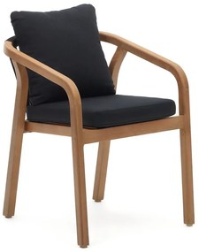 Fekete-natúr színű tömörfa-párnázott kerti szék szett 4 db-os Malaret – Kave Home