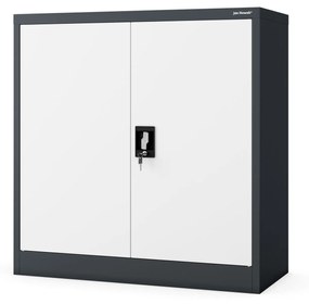 Alacsony fém irattartó szekrény BEATA, 900 x 930 x 400 mm, antracit-fehér