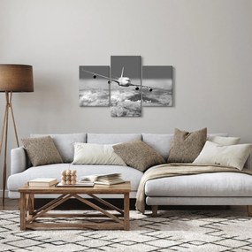 Kép - Repülőgép a felhőkben, fekete-fehér (90x60 cm)