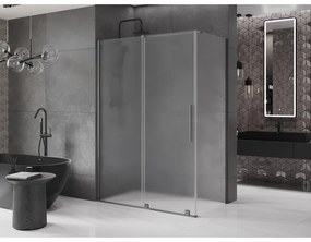 Mexen Velar, tolóajtós zuhanykabin 160 x 85 cm, 8 mm-es matt üveg, polírozott grafit, 871-160-085-31-66