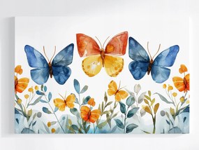 Vászonkép Canvas Akvarell Színes Pillangók Virágok 120x80