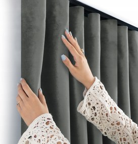Filumi Függöny velúr sima wave szalag biztosítótű nappali Grafit 400x250