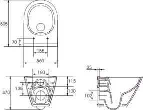 Falra szerelhető WC + CITY OVAL WC-ülőke + SIGMA nyomólap + beépíthető szerelőváz + alátét