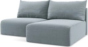 Kék bársony kinyitható-tárolóhelyes sarokkanapé (jobb oldali-heverő résszel) Kalena – Makamii