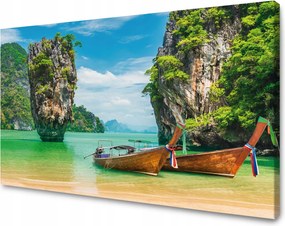 Vászonkép Csónakok a parton Víz Tájkép 90x60 cm