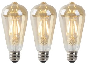 3 db E27 LED lámpa készlet ST64 arany világos-sötét érzékelővel 4W 400 lm 2200K