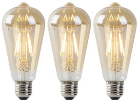 3 db-os készlet E27 LED izzó ST64 arany szürkületi érzékelővel 4W 400lm 2200K