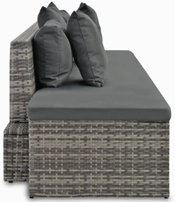 4-részes szürke polyrattan kerti bútorszett párnákkal