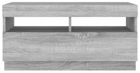 szürke sonoma TV-szekrény LED világítással 80 x 35 x 40 cm
