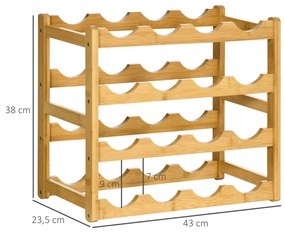 Bambusz borállvány 16 palack, 43x23,5x38cm