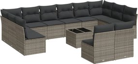 vidaXL 13 részes szürke polyrattan kerti ülőgarnitúra párnákkal