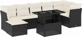 vidaXL 8 részes fekete polyrattan kerti ülőgarnitúra párnákkal