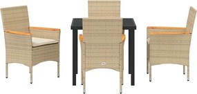 vidaXL Kert étkező szett párnával 5 pcs Bézs polirattan