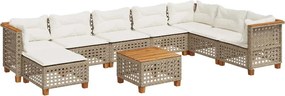 vidaXL 9 részes bézs polyrattan kerti ülőgarnitúra párnákkal