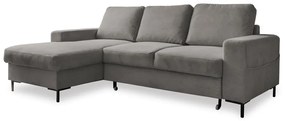 Szürke kordbársony kinyitható sarokkanapé (bal oldali) Lofty Lilly – Miuform