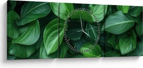 Kép - Zöld levelek (órával) (90x30 cm)