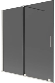 Mexen Velar, 2 szárnyas eltolható kádparaván 150 x 150 cm, 8mm szürke üveg, csiszolt acél, 896-150-000-41-97
