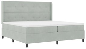 Boxspring Ágy Matraccal &amp; LED Fény Szürke 200x200 cm Bársony