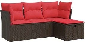 vidaXL 4 részes barna polyrattan kerti ülőgarnitúra párnákkal