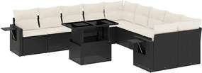 vidaXL 11 részes fekete polyrattan kerti ülőgarnitúra párnákkal