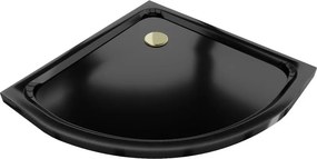 Mexen Flat slim félköríves zuhanytálca, 100 x 100 cm, fekete, arany szifon - 41701010G