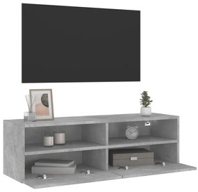 betonszürke szerelt fa fali TV-szekrény 100 x 30 x 30 cm