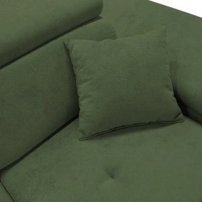 Kihúzható, jobbos L-alakú sarokülőgarnitúra tárolóval CASTELO, zöld