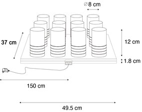 12 darabos asztali lámpa készlet sötét bronz RGBW újratölthető töltőállomással - Alessia