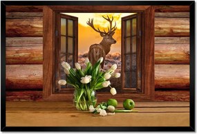 Poszterek keretben 60x40 Méltóságteljes szarvas a réten