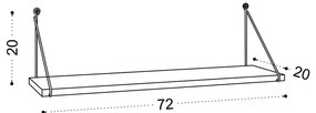 Natúr színű fali polc diófa dekorral 72 cm Armoni – Kalune Design