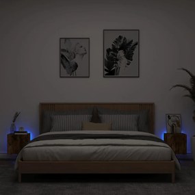2 db füstös tölgy fali TV-szekrény LED-ekkel 30,5x35x30 cm