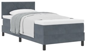 Boxspring Ágy Mattal Sötét Szürke 90x200 cm Bársony