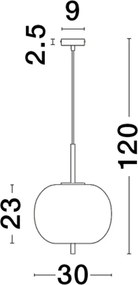 NOVA LUCE 9624079 LATO Egyágú Függesztett Lámpa Üveg E27 IP20