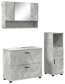 Fürdőszoba bútor szett 3 pcs Beton szürke 76.5 x 35 x 64 cm