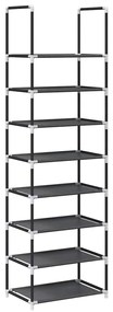 fekete nem szőtt szövetből cipőállvány 8 szintes 44x28x145 cm
