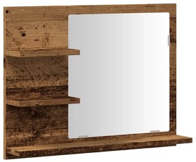 antik fa színű tükrös fürdőszobaszekrény 60 x 10,5 x 45 cm