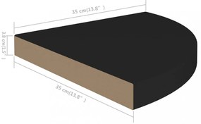 fekete MDF lebegő sarokpolc 35 x 35 x 3,8 cm