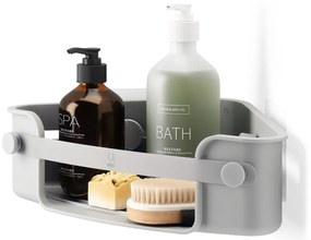 Szürke öntapadós újrahasznosított műanyag fürdőszobai sarokpolc Flex Adhesive – Umbra