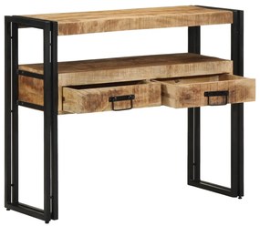 Végasztalok Fekete 90x33x75 cm Tömör Mangófából és Fémből
